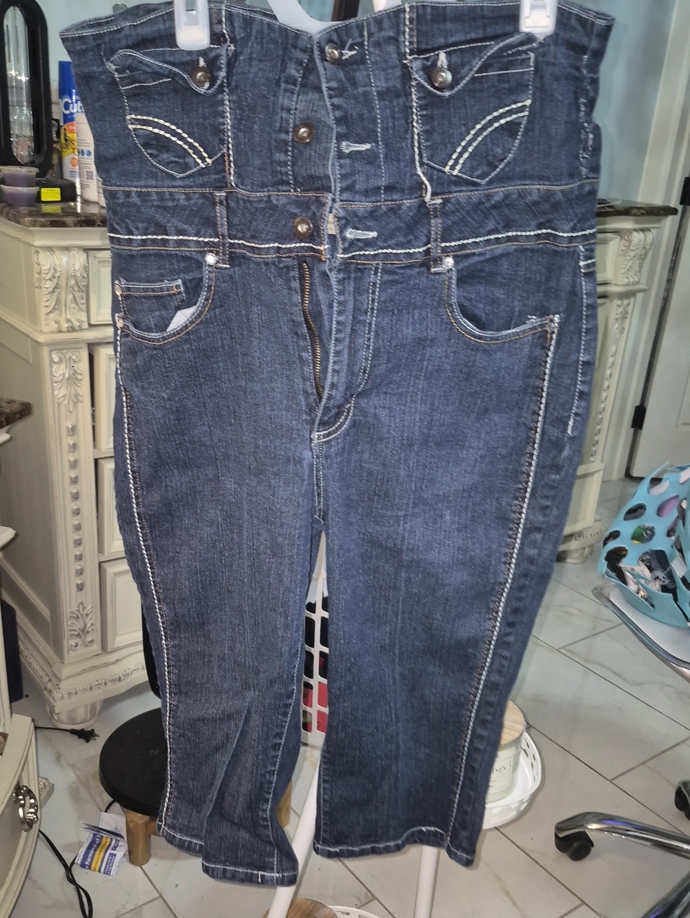 Apollo Jeans Dark Blue High-Rise Women's Jeans with Contrast Stitching